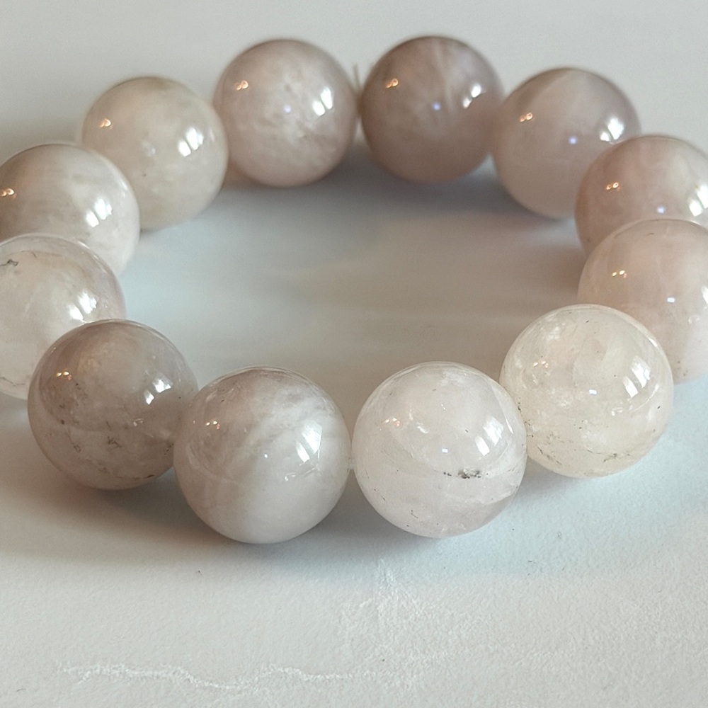Natural Rose Quartz Beaded Stretch Bracelet 19mm
